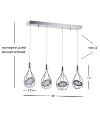 Orion Adjustable Modern Integrated 4-Light Linear Led Metal Pendant