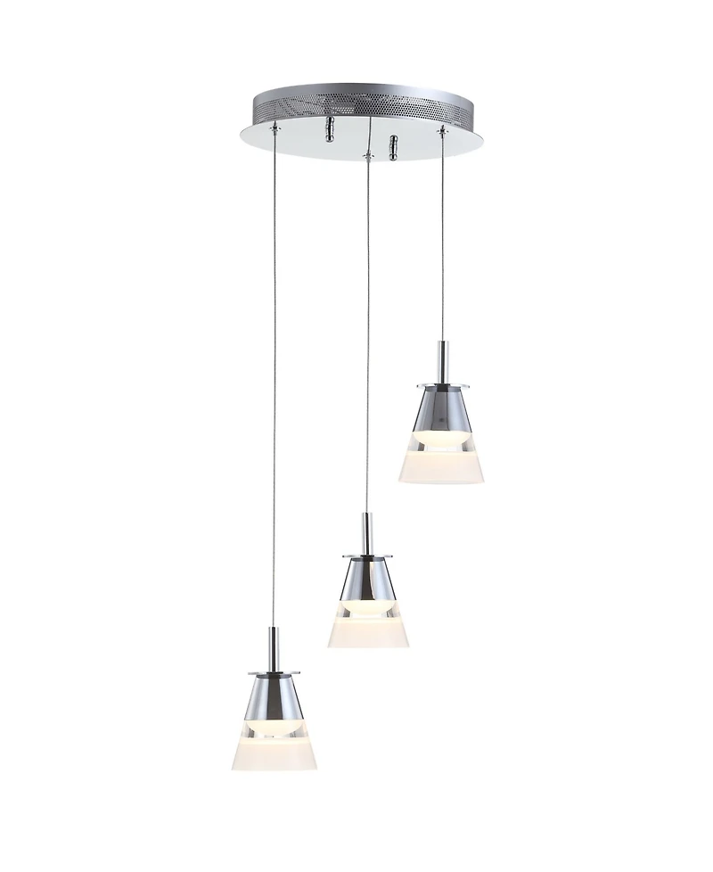 Alain 3-Light Adjustable Cascading Metal Integrated Cluster Led Pendant