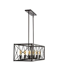 Galax 8-Light Adjustable Iron Farmhouse Industrial Led Dimmable Pendant