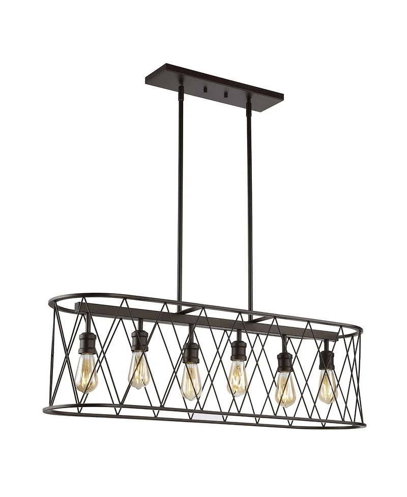 Marion 6-Light Adjustable Iron Farmhouse Rustic Led Dimmable Pendant