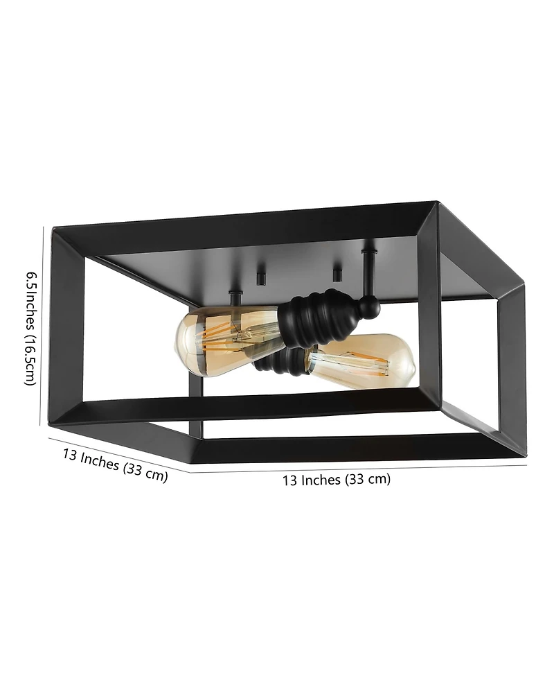 Marfa Square 2-Light Iron Modern Farmhouse Led Flush Mount