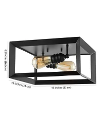 Marfa Square 2-Light Iron Modern Farmhouse Led Flush Mount