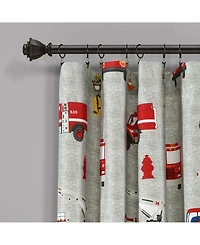 Lush Decor Kids Fire Truck Window Curtain Panels Set, 84" x 52"