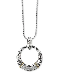 Effy Diamond Filigree Circle 18" Pendant Necklace (7/8 ct. t.w.) in Sterling Silver & 18k Gold