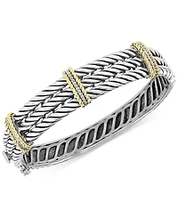 Effy Diamond Triple Band Bangle Bracelet (1/5 ct. t.w.) in Sterling Silver & 18k Gold