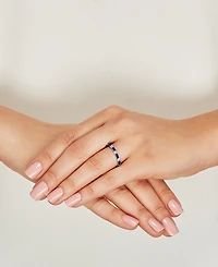 Lab-Grown Blue Sapphire (5/8 ct. t.w.) & White (1/5 Stack Ring Sterling Silver