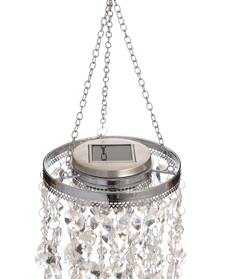 Glitzhome Solar Lighted Jewel Beaded Wind Chime or Chandelier Hanging Decor
