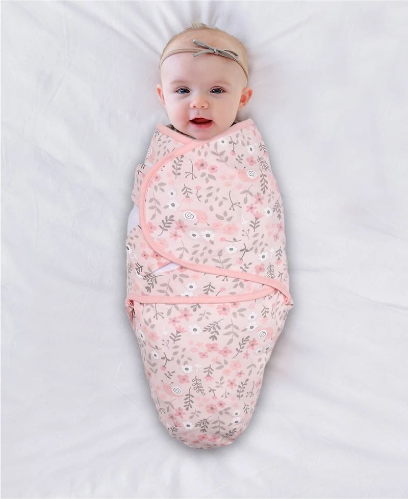 The Peanutshell Newborn Swaddles for Baby Girls, 3 Pack Set, Pink Floral Stars