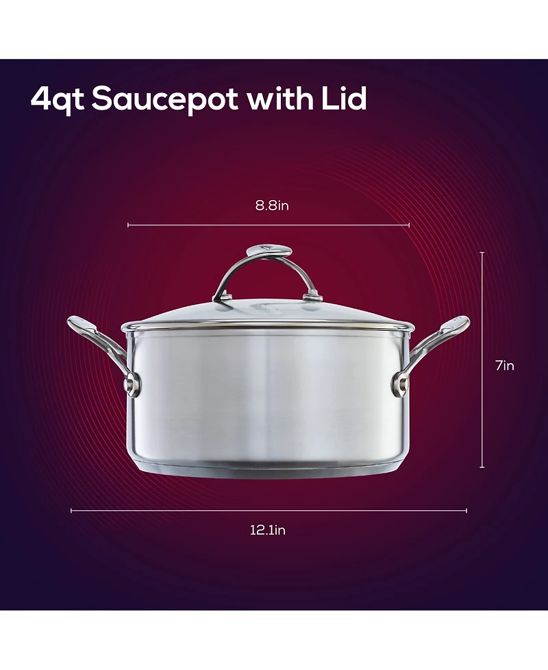 Circulon SteelShield S-Series Stainless Steel Nonstick Saucepan with Lid, 4-Quart, Silver
