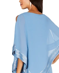 Sl Fashions Metallic-Trim Capelet Sheath Dress