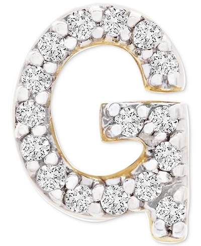 Wrapped Diamond Initial Single Stud Earring (1/20 ct. t.w.) in 14k Gold, Created for Macy's