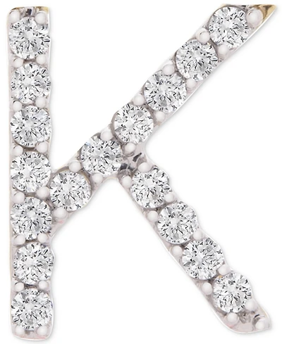 Wrapped Diamond Initial Single Stud Earring (1/20 ct. t.w.) in 14k Gold, Created for Macy's