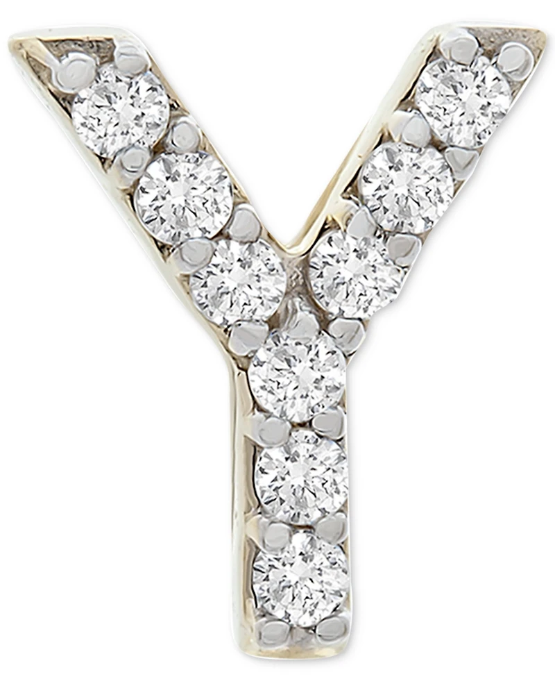 Wrapped Diamond Initial Single Stud Earring (1/20 ct. t.w.) in 14k Gold, Created for Macy's