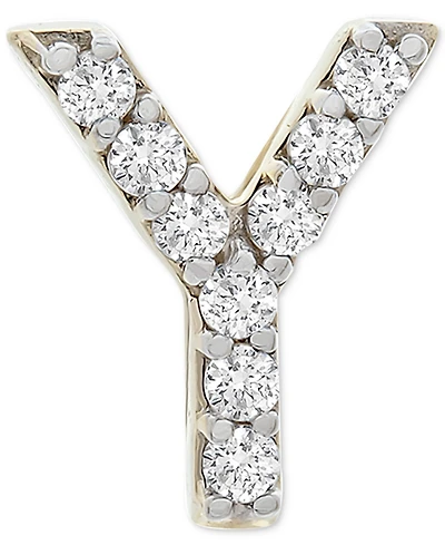 Wrapped Diamond Initial Single Stud Earring (1/20 ct. t.w.) in 14k Gold, Created for Macy's