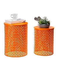 Glitzhome Multi-Functional Metal Garden Stool or Plant Stand or Accent Table, Set of 2
