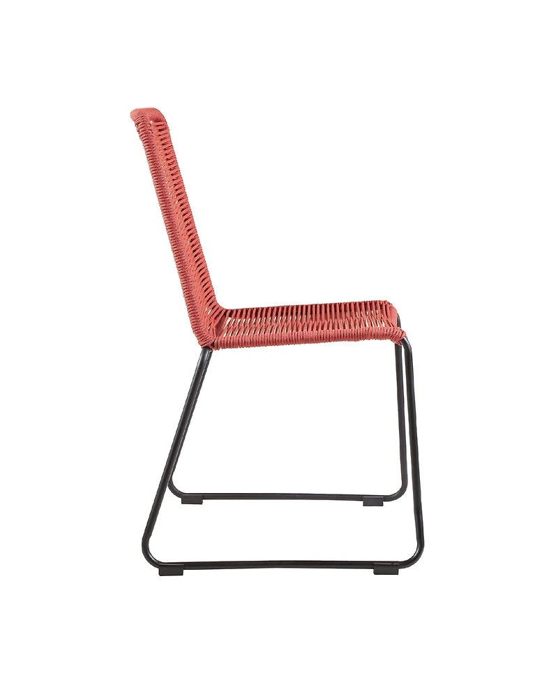 Shasta Outdoor Metal and Rope Stackable Dining Chair, Set of 2
