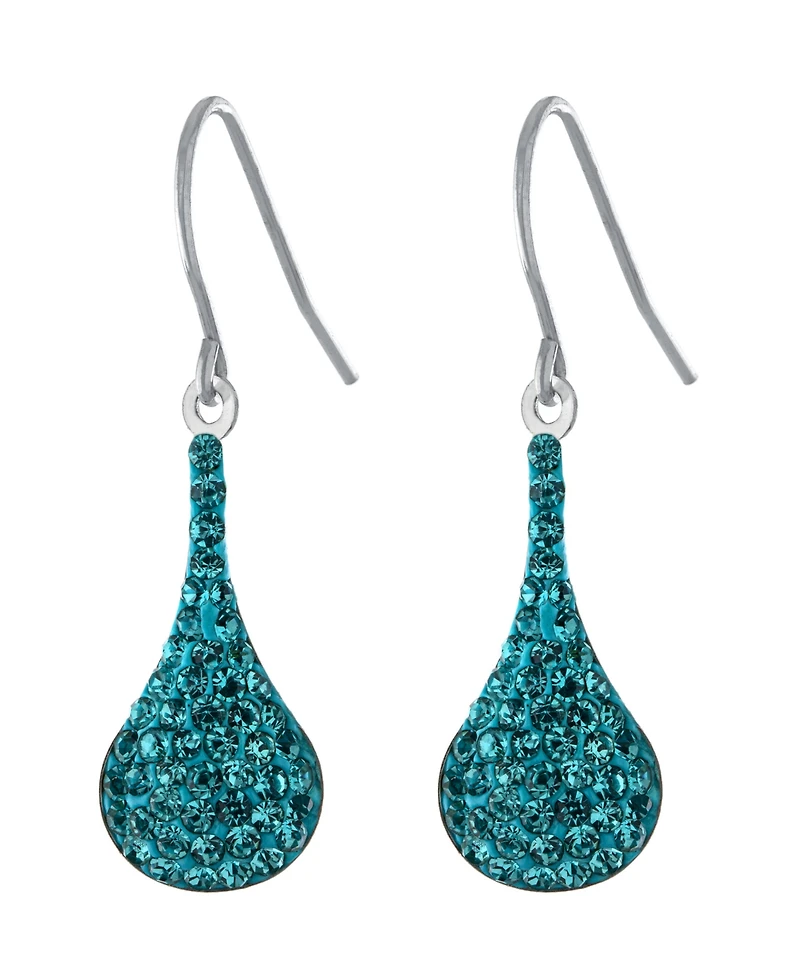 Pave Crystal Wire Teardrop Earrings in Sterling Silver