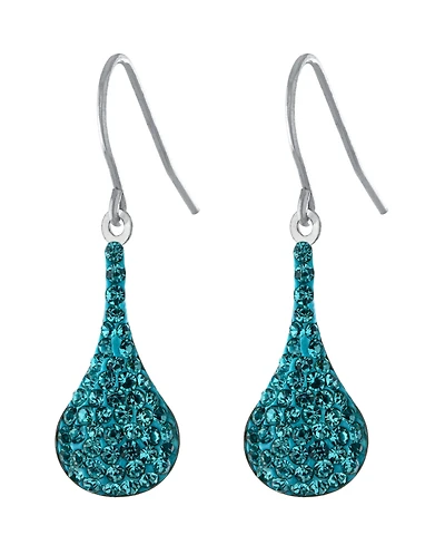 Pave Crystal Wire Teardrop Earrings in Sterling Silver