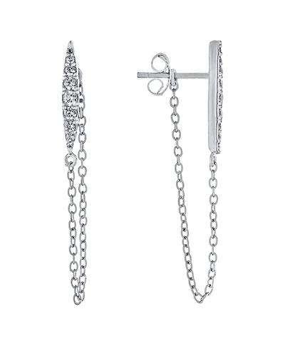 Cubic Zirconia Front Back Post Chain Earrings in Gold Over Sterling Silver