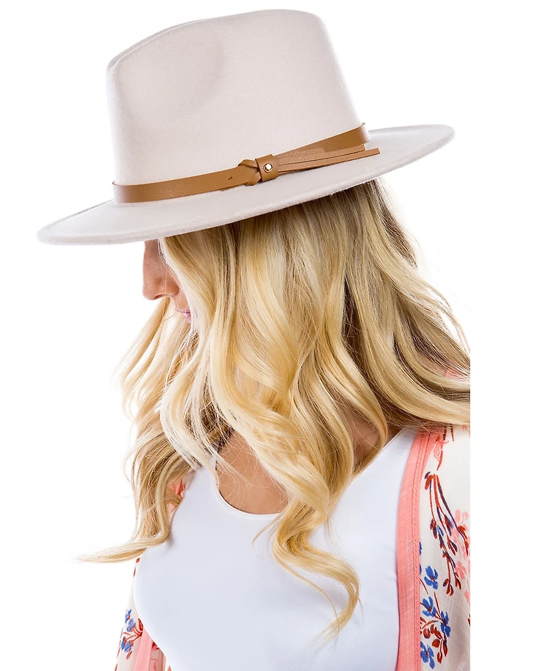 Marcus Adler Women's Faux Leather Knotted Band Wool Blend Felt Hat