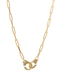 Giani Bernini Handcuff Paperclip Link Pendant Necklace in 18k Gold-Plated Sterling Silver, 16" + 2" extender, Created for Macy's