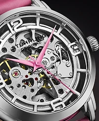 Women's Automatic Pink Genuine Leather Strap Watch 40mm