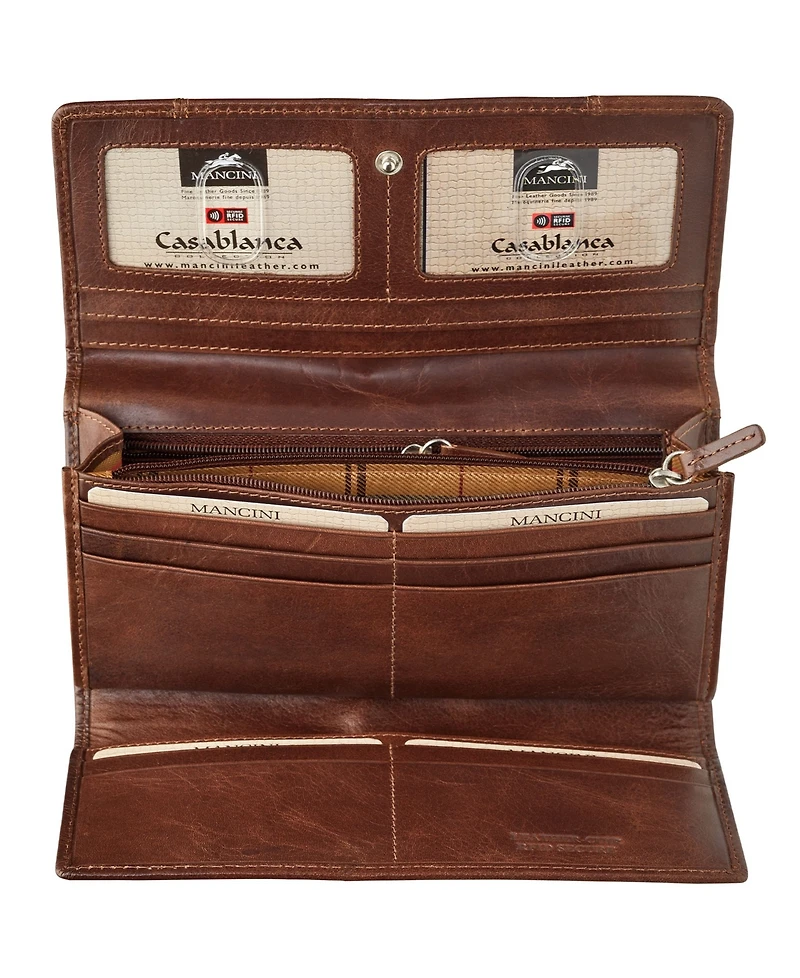 Mancini Casablanca Collection Rfid Secure Ladies Trifold Wallet