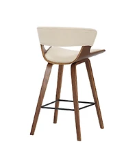 Jagger Modern Wood and Faux Leather Counter Height Bar Stool