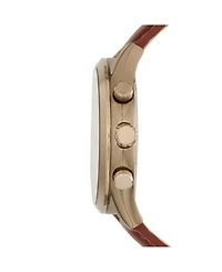 Fossil Men's Fenmore Multifunction Brown Leather Watch 44mm