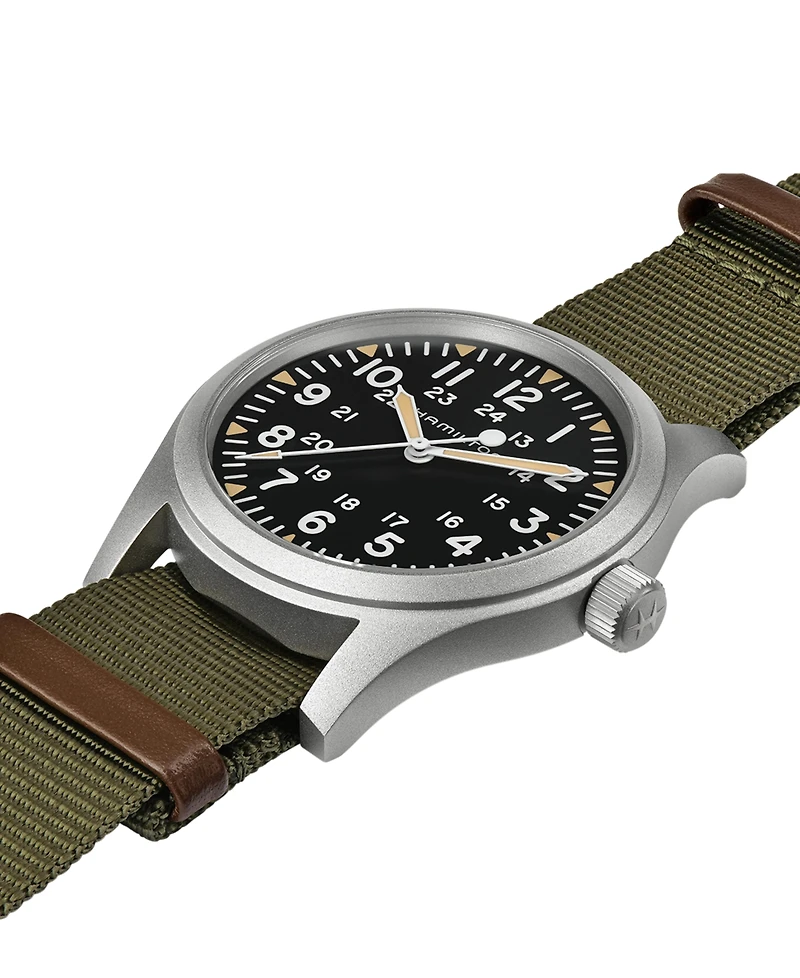 Hamilton Men's Swiss Khaki Field Green Textile Strap Watch 42mm