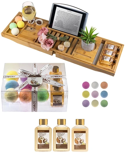 Vanilla Coconut Bathtub Caddy Gift Set, 13 Piece