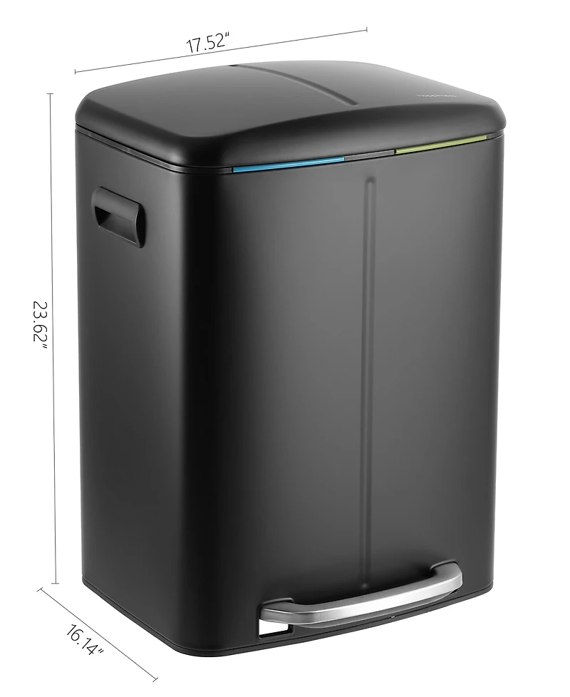 Marco Rectangular Double Bucket Trash Can with Soft-Close Lid