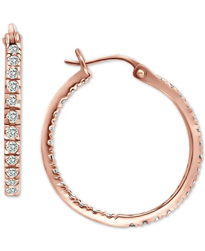 Giani Bernini Small Cubic Zirconia & Out Oval Hoop Earrings 18k Gold-Plated Sterling Silver, 0.6", Created for Macy's