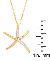 Diamond Accent Starfish Pendant 18" Necklace in Gold Plate