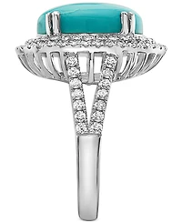 Effy Turquoise & Diamond (7/8 ct. t.w.) Halo Ring in 14k White Gold