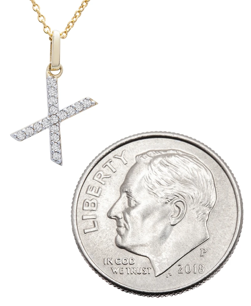 Diamond Initial Pendant Necklace (1/10 ct. t.w.) in 14k Gold, 17" + 1" Extender