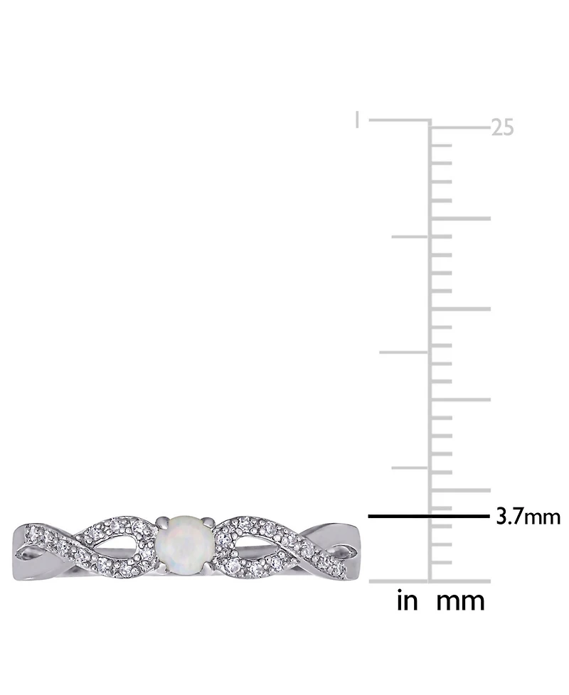 Opal (1/10 ct. t.w.) and Diamond Sterling Silver, Infinity Ring