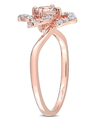 Morganite (1/2 ct. t.w.) and White Topaz (1/4 Rose Gold Plated Silver, Floral Ring