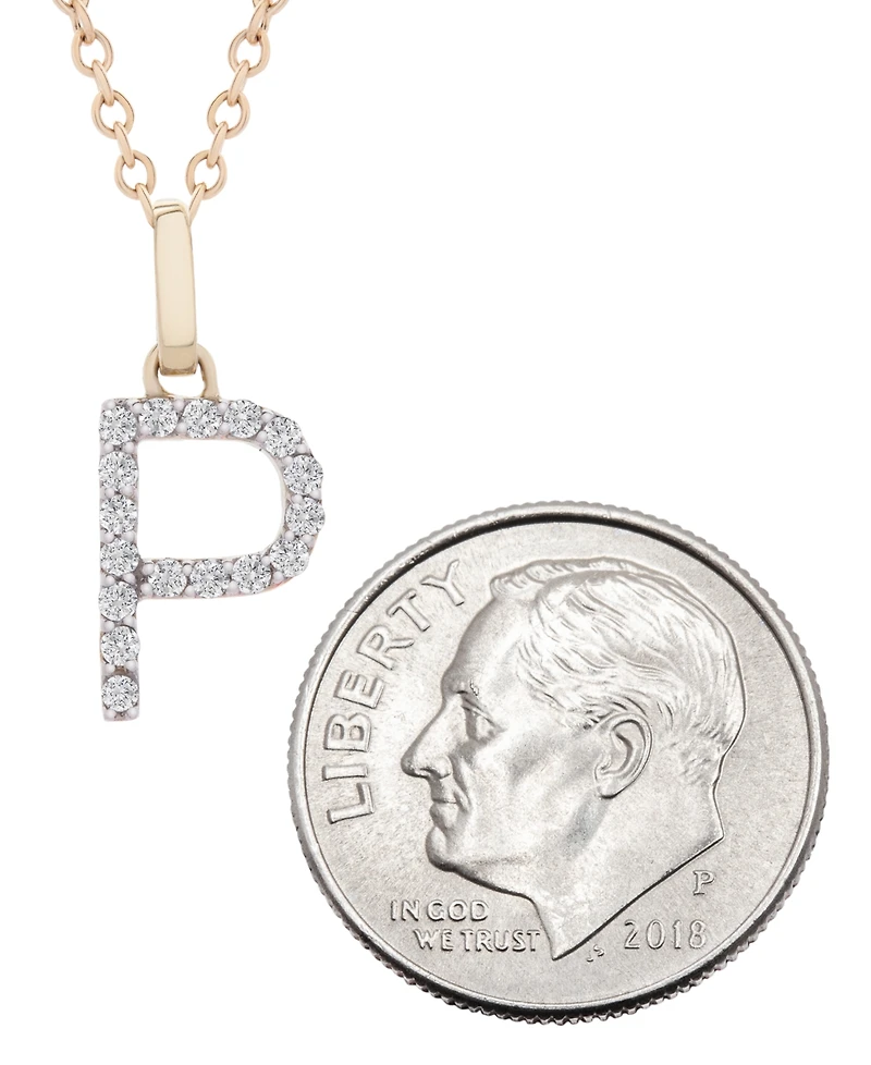 Diamond Initial Pendant Necklace (1/10 ct. t.w.) in 14k Gold, 17" + 1" Extender