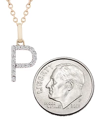 Diamond Initial Pendant Necklace (1/10 ct. t.w.) in 14k Gold, 17" + 1" Extender