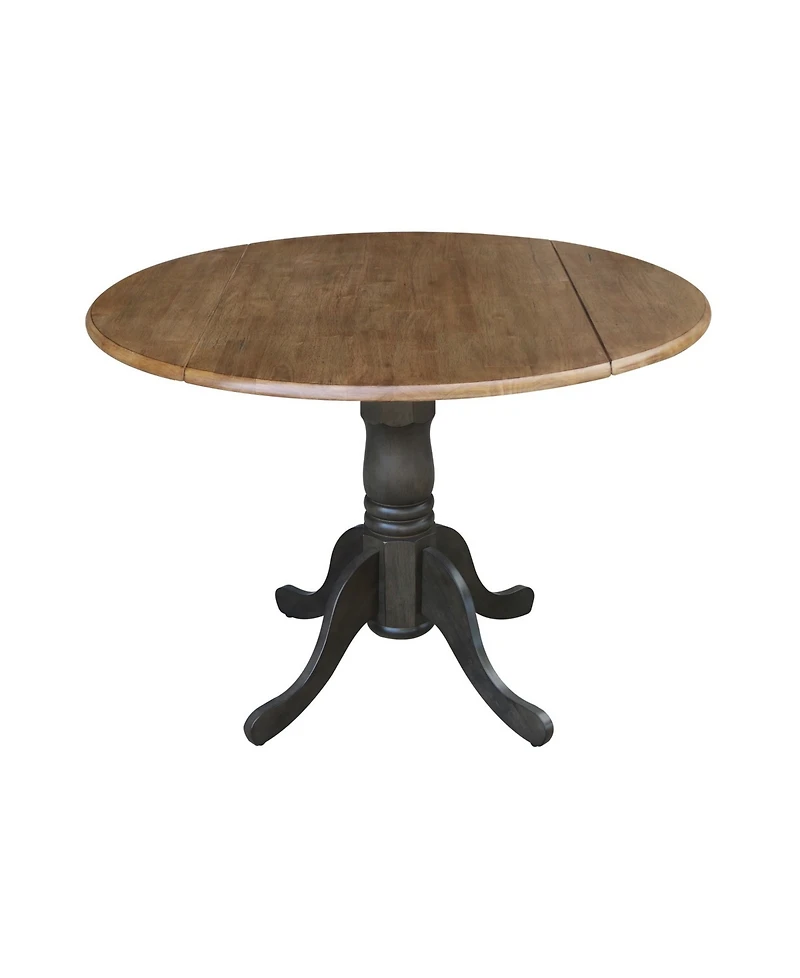 42" Dual Drop Leaf Pedestal Dining Table with 2 Madrid Ladderback Chairs, 3 Piece Dining Set