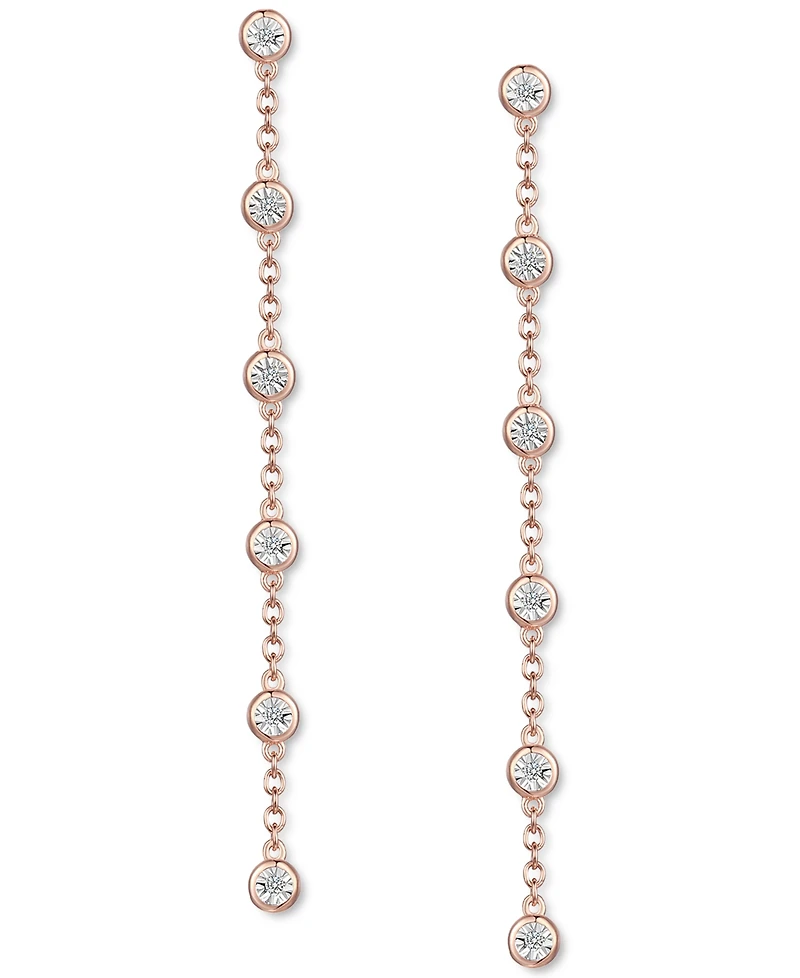 Diamond Bezel Linear Drop Earrings (1/10 ct. t.w.) Sterling Silver, 14k Gold-Plated Silver or Rose