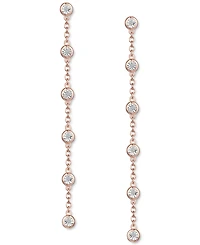 Diamond Bezel Linear Drop Earrings (1/10 ct. t.w.) Sterling Silver, 14k Gold-Plated Silver or Rose