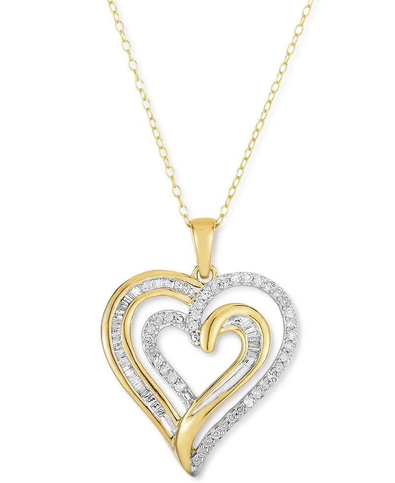 Diamond Heart 18" Pendant Necklace (1/3 ct. t.w.) in 14k Gold-Plated Sterling Silver