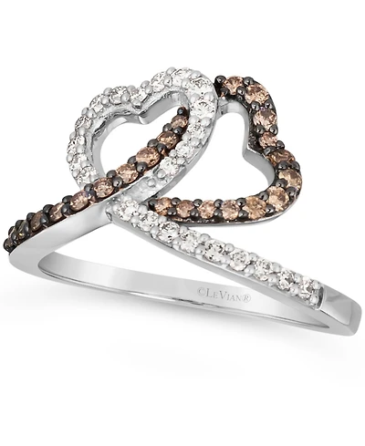 Le Vian Chocolate Diamond (1/4 ct. t.w.) & Nude Interlocking Heart Ring 14k Rose, Yellow or White Gold