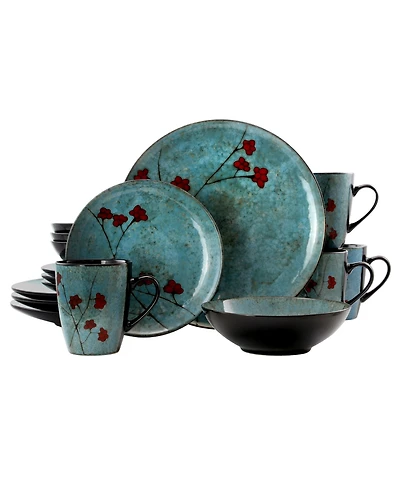 Elama Floral Accents 16 Pc. Dinnerware Set, Service for 4