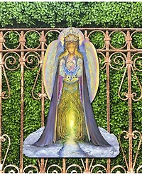 Designocracy The Angel and The Blue Cat Oversized Wall Door Yard Decor by Josephine Wall