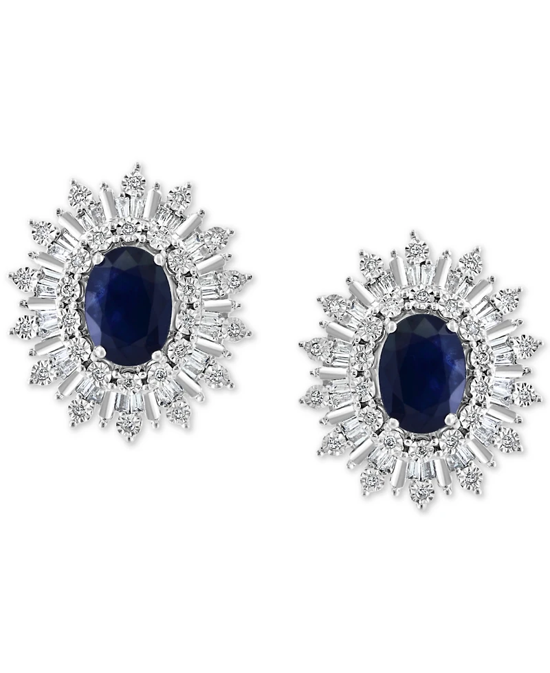 Effy Sapphire (1/3 ct. t.w.) & Diamond Stud Earrings 14k White Gold. (Also available Ruby and Emerald)