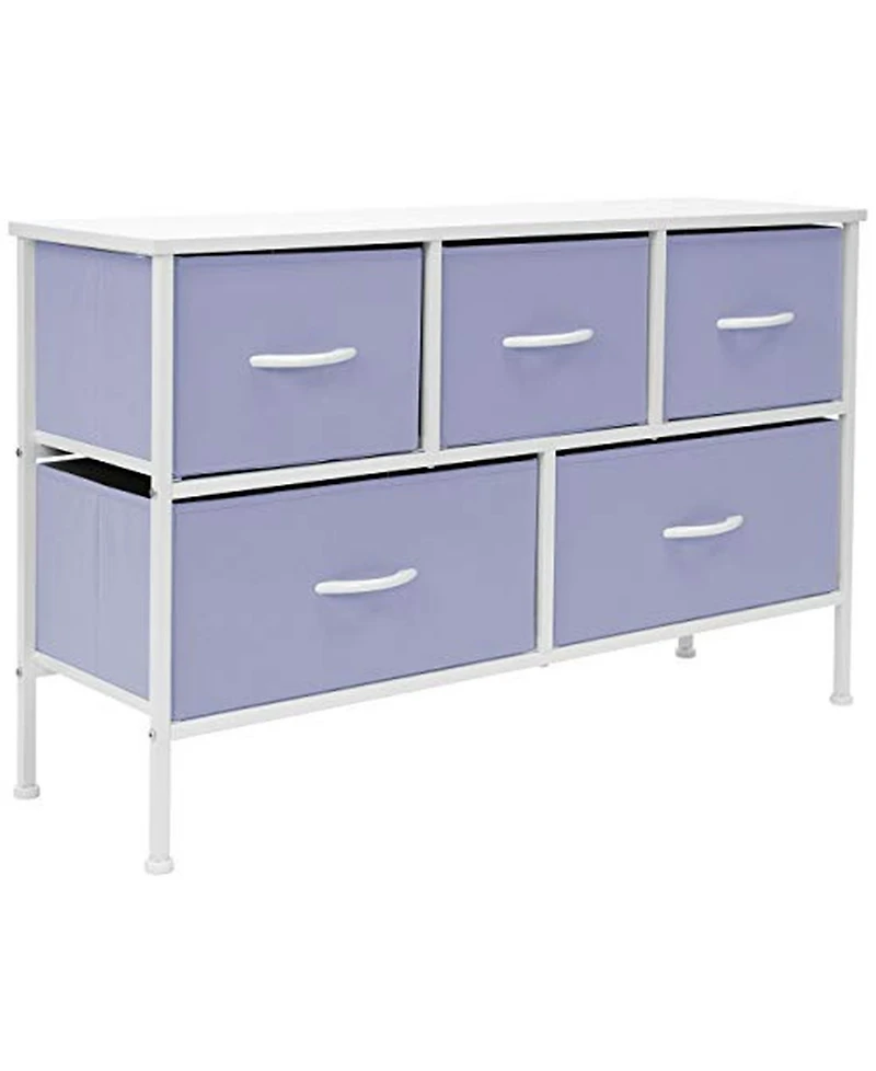 Sorbus 5 Drawers Dresser- Storage Unit with Steel Frame, Wood Top, Fabric Bins - for Bedroom, Closet, Office and more