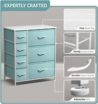 Sorbus Dresser with 7 Drawers - Storage Chest Organizer Steel Frame, Wood Top, Handles, Fabric Bins